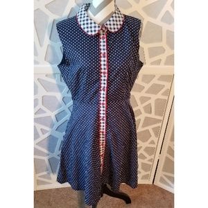 Modcloth Retro Navy & Red w/White Polka Dot
